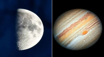 ظاهرة فلكية نادرة تجمع القمر وكوكب المشتري في سماء ليالي الشتاء الصافية